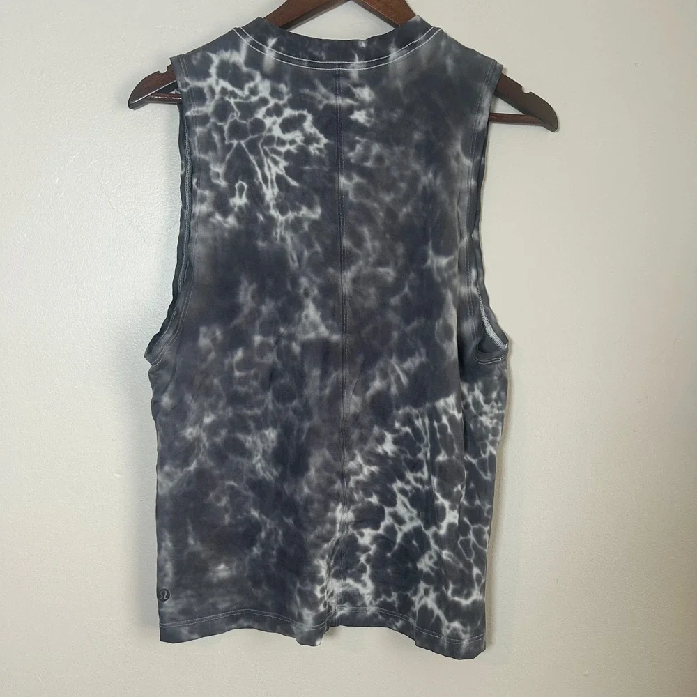 Lululemon All Yours Tank Top Womens‎ 8 Black Grey Tie Dye Marble Muscle Tee
